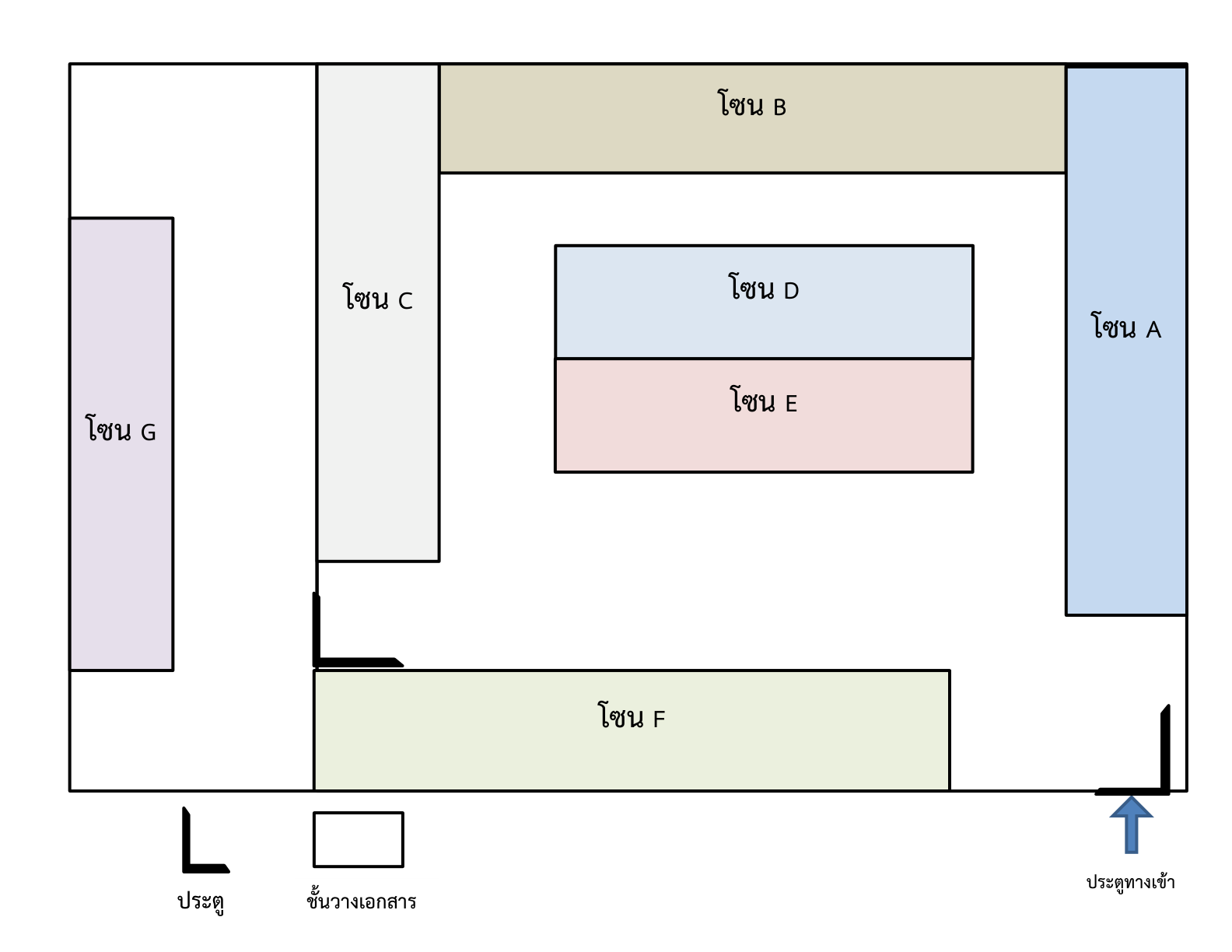 แผนผังห้องเก็บของ โซน A-G